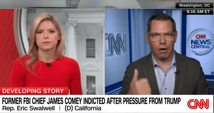 Screenshot of Eric Swalwell's CNN interview