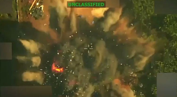 Screenshot of the strike from video President Trump posted to his Truth Social account.