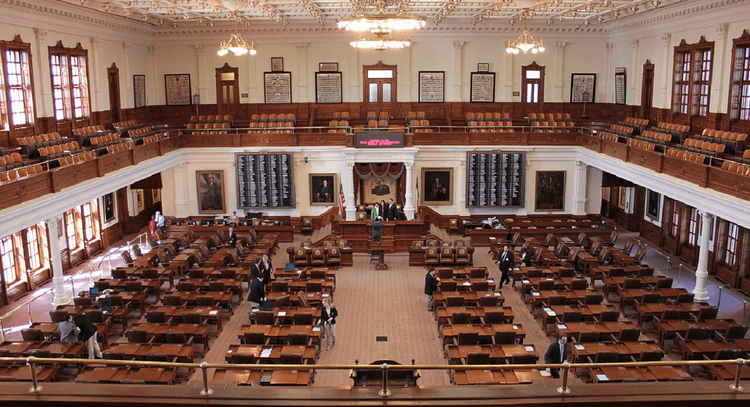 The House of Representatives chamber in the Texas Capitol, Austin, Texas