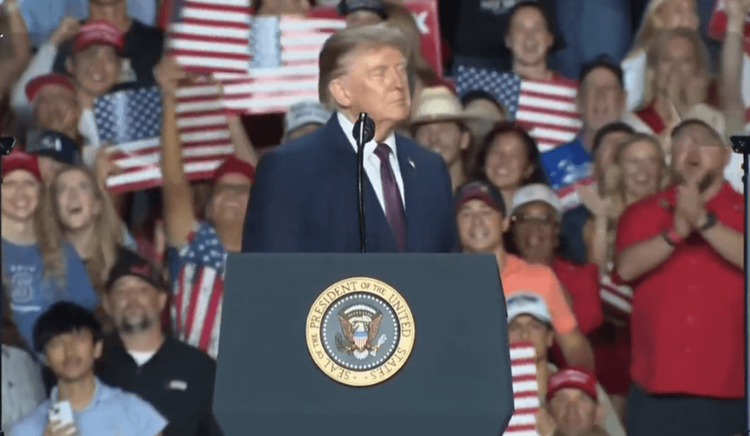 President Trump speaks at the Mitchell Center, University of South Alabama on October 2, 2026