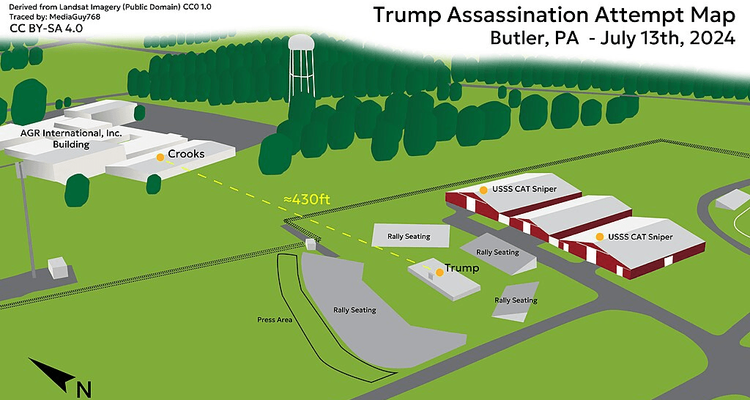 A 3D rendering of the Butler, PA site where Crooks attempted to assassinate President Trump.