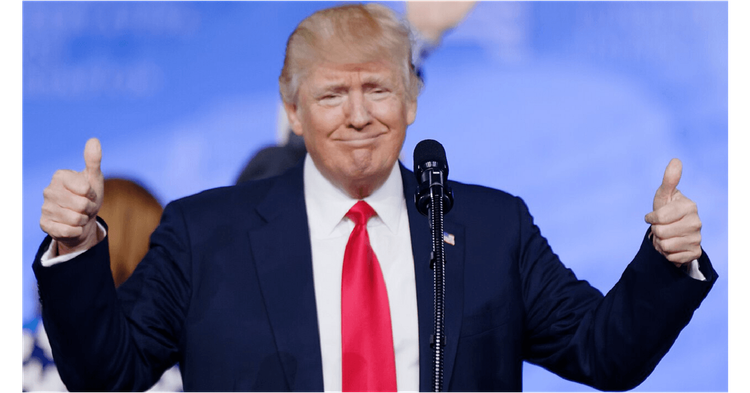 President Trump smiling with two thumbs up