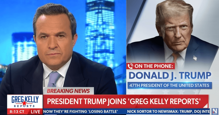 Screenshot of President Trump's interview on Newsmax