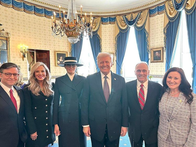 Speaker Johnson with President-elect Trump, and Congressman Scalise with their respective wives on Inauguration Day 2025