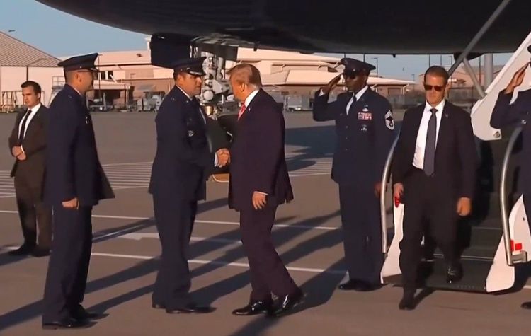 President Trump arrives in Wichita, Kansas shortly before his Park City rally where he announced the Harvest Fuel Relief Program.