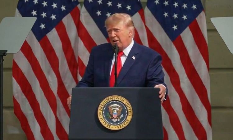 President Trump speaks at the Pentagon 9/11 memorial on September 11, 2026. -- Image: Screenshot from the @RapidResponse47 X account