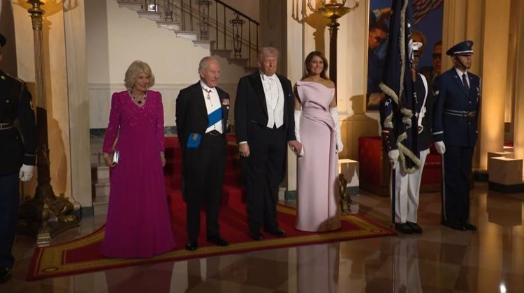 President Trump, Melania, King Charles, and Queen Camilla pose for the "family photo" at the White House.