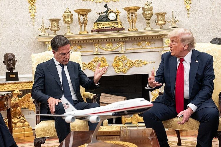 Photo from President Trump's previous meeting with NATO Secretary Mark Rutte, Monday, July 14, 2025, in the Oval Office.