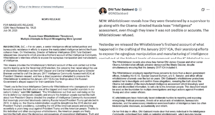 Whistleblower Pressured to Endorse 2017 ICA on Russia Collusion for Promotion
