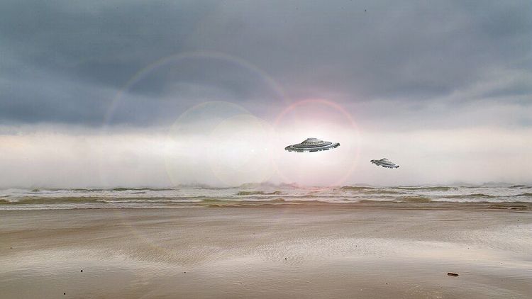 Artist rendition of UFOs in flight. 