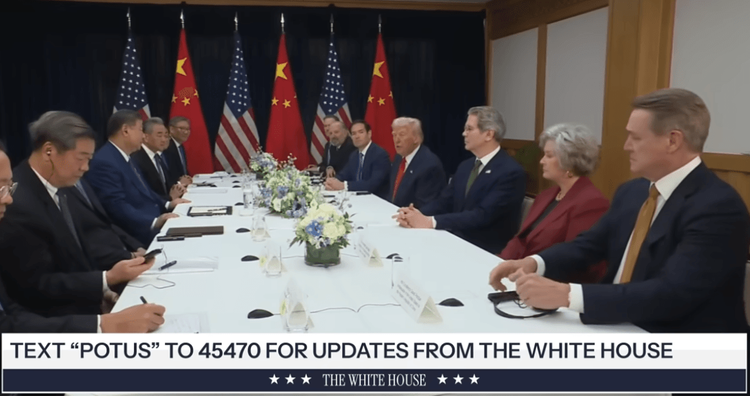 President Trump meets with Chinese President Xi Jinping alongside other US and Chinese officials on the sidelines of the APEC Economic Leaders' Meeting.