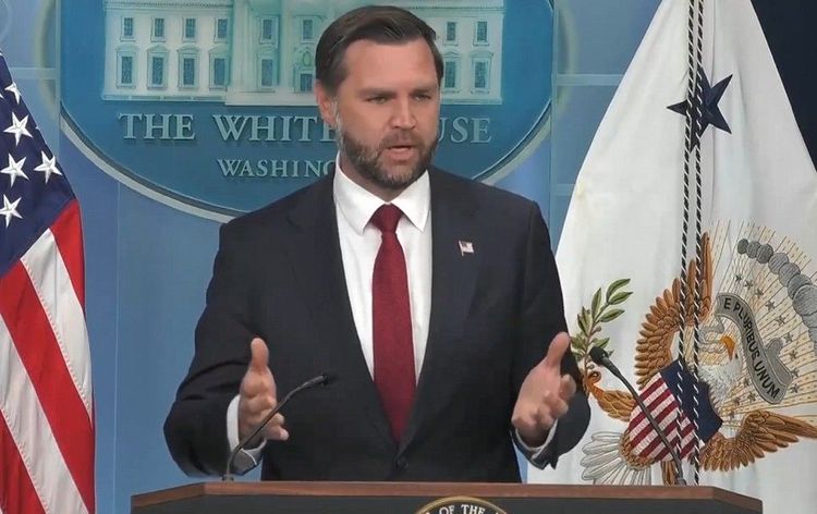 Vice President Vance hosts first press conference since Karoline Leavitt's departure. -- Screenshot from the @RapidResponse47 X page