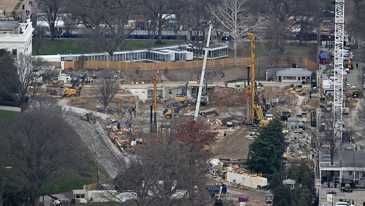 Construction of the White House State Ballroom as seen on December 17, 2025.