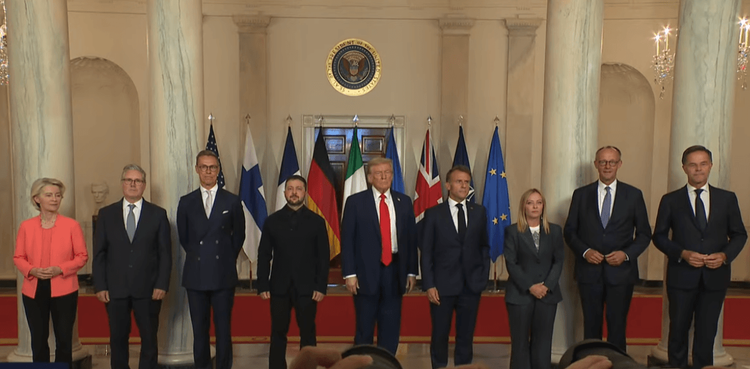 European Leaders pose for a "family photo" with President Trump in the White House