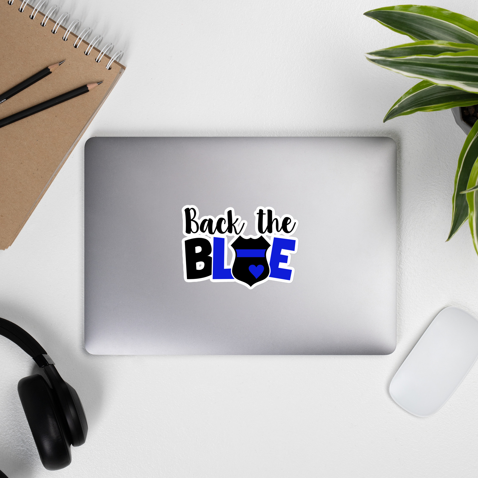 Back The Blue Text With Badge - Die-cut sticker