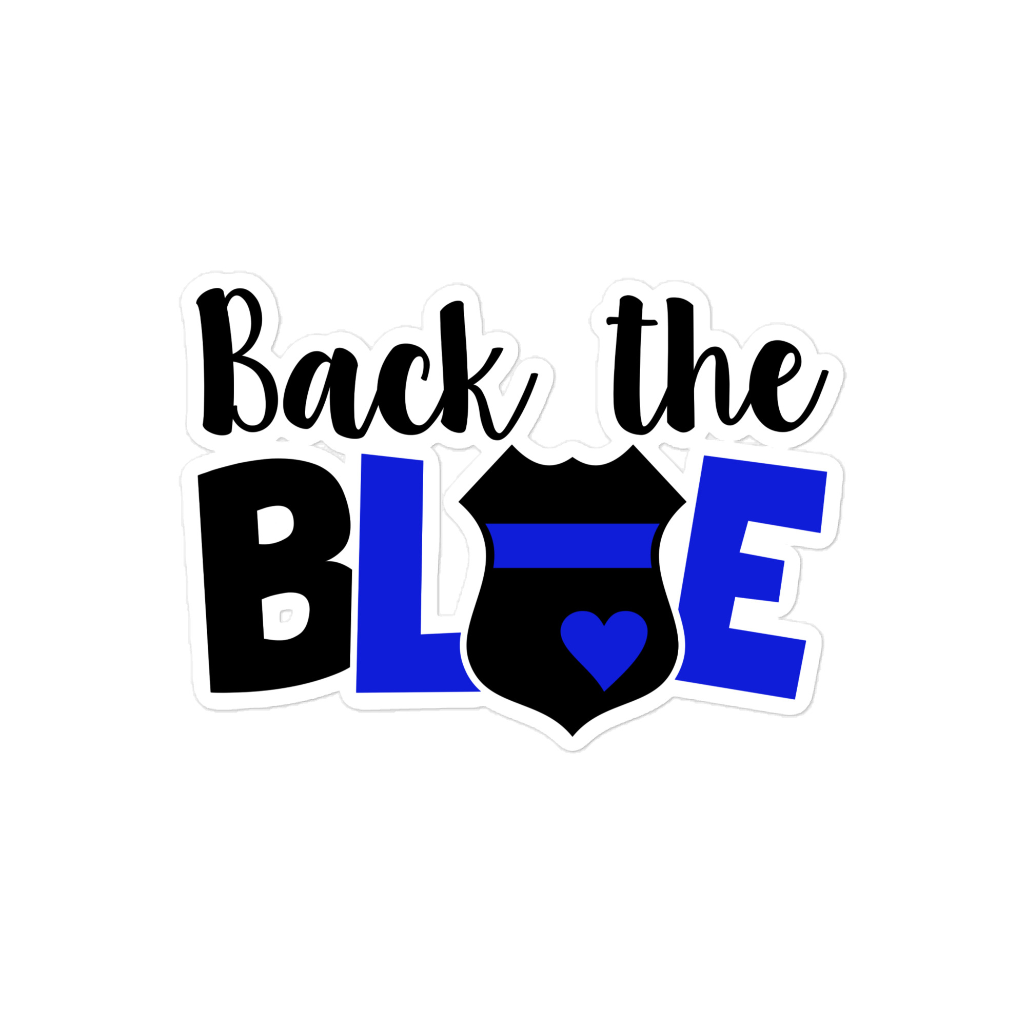 Back The Blue Text With Badge - Die-cut sticker view 2