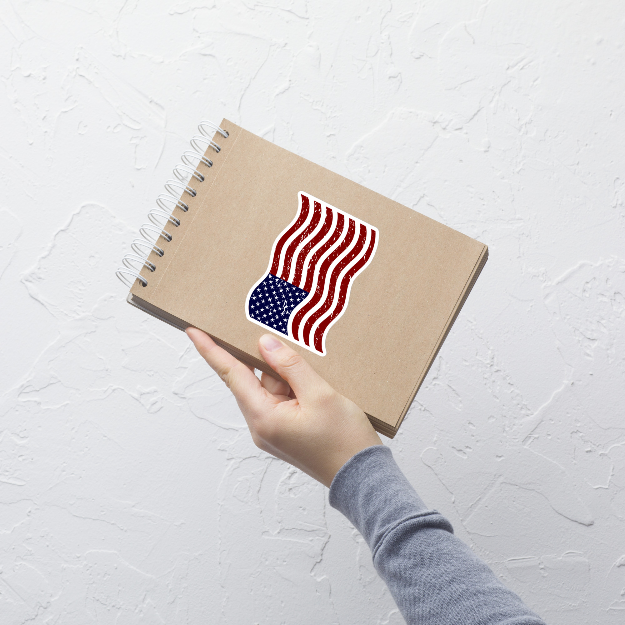 Wavy American Flag - Die-cut sticker view 3