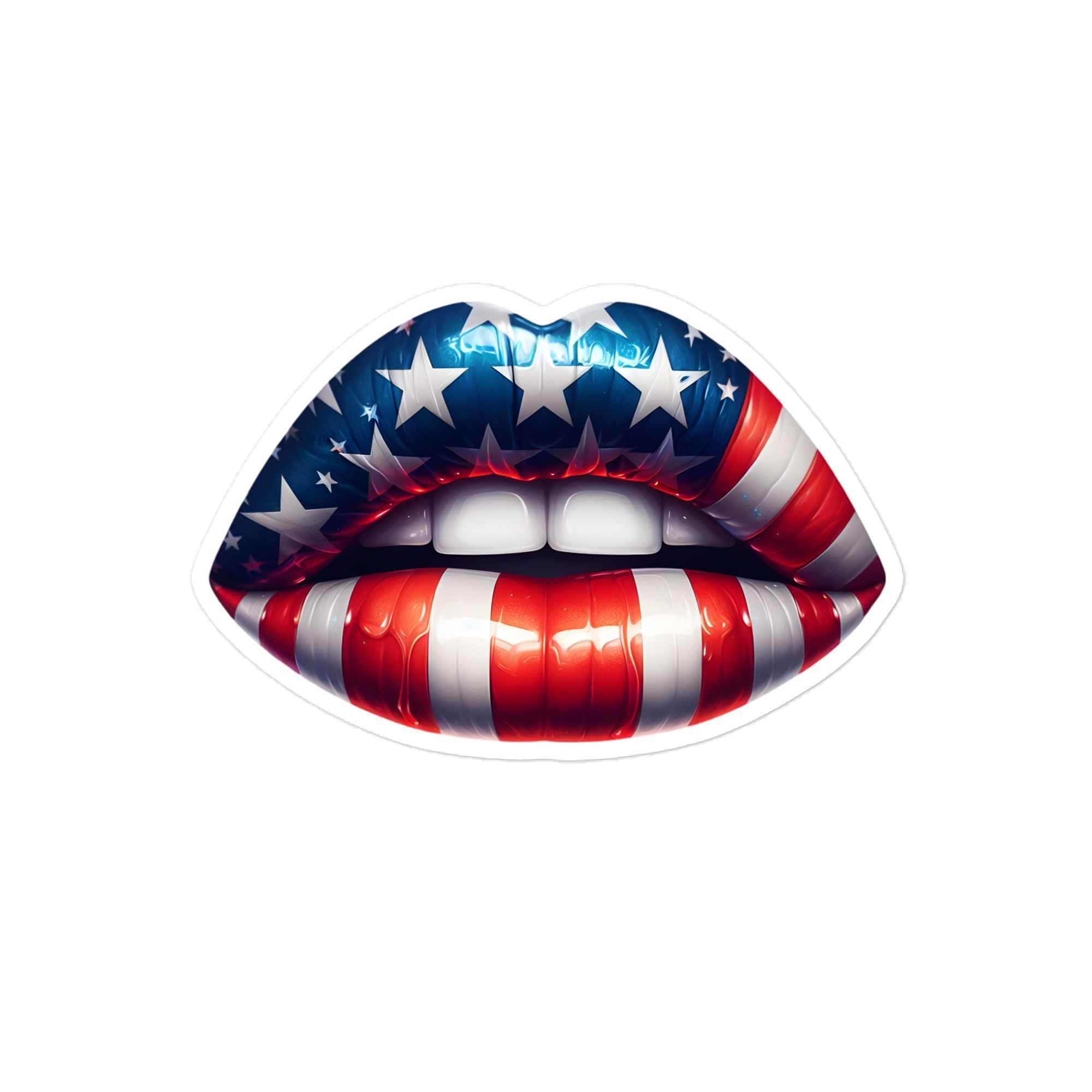 American Flag Lips - Die-cut sticker view 2