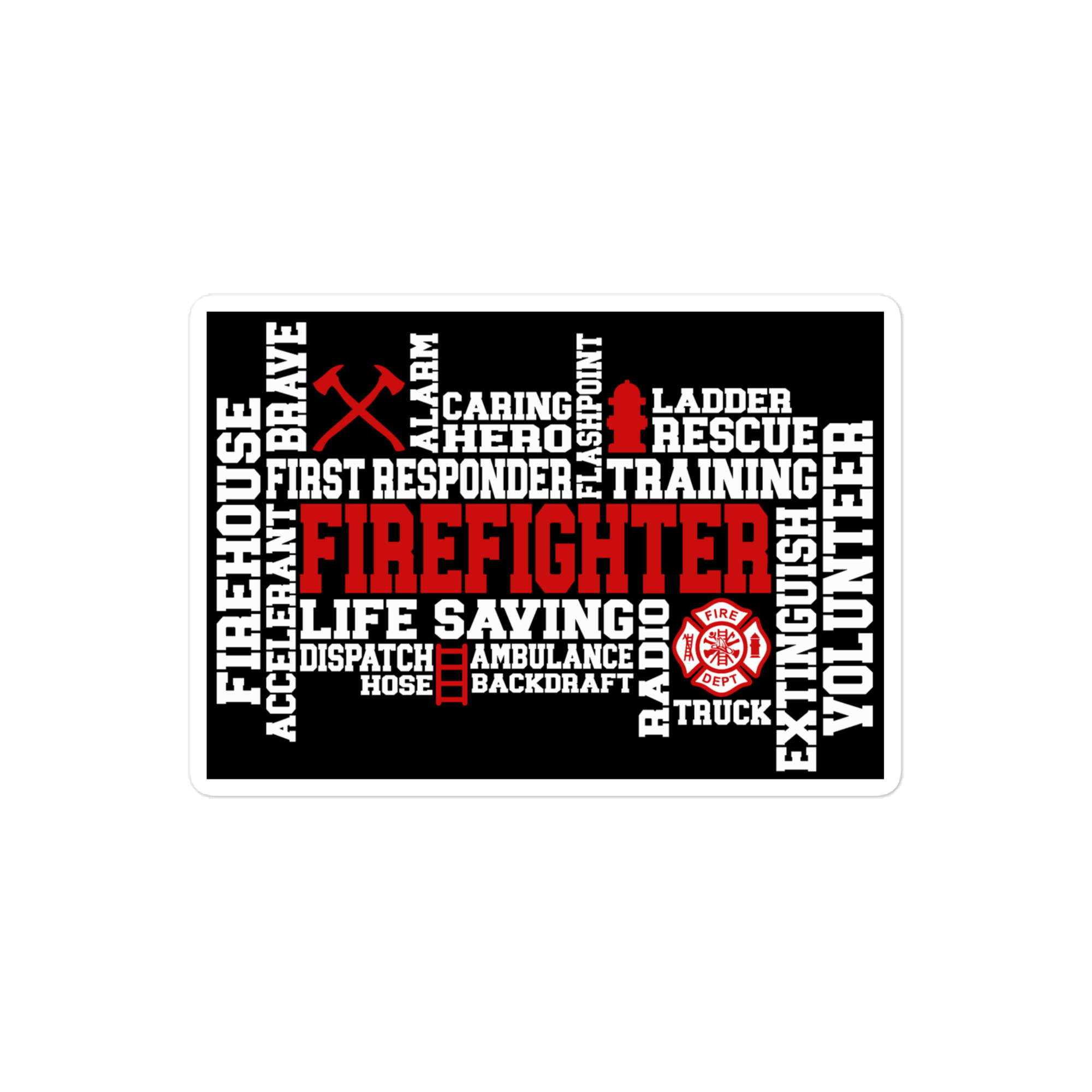 Firefighter Word Art - Die-cut sticker view 2