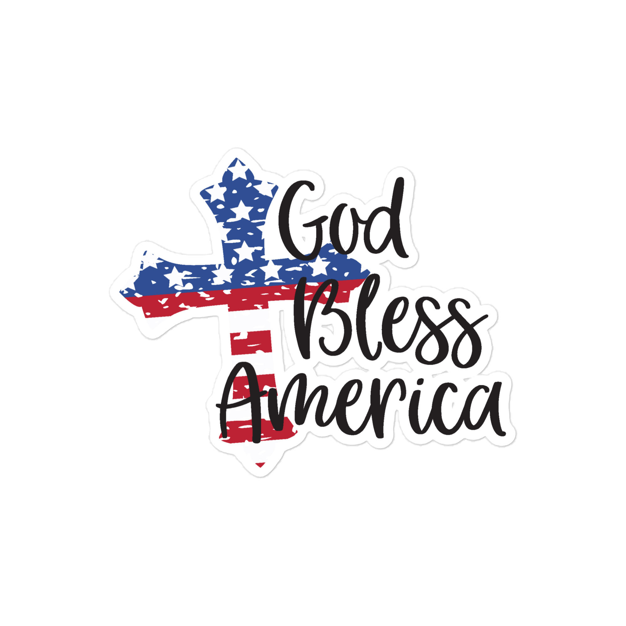 God Bless America Flag Cross - Die-cut sticker view 2