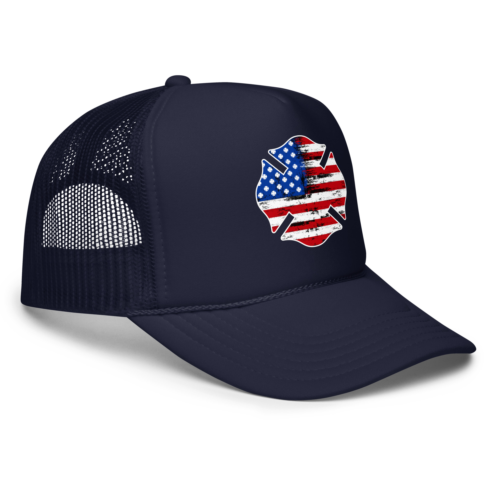 Firefighter Flag Shield - Trucker hat view 2
