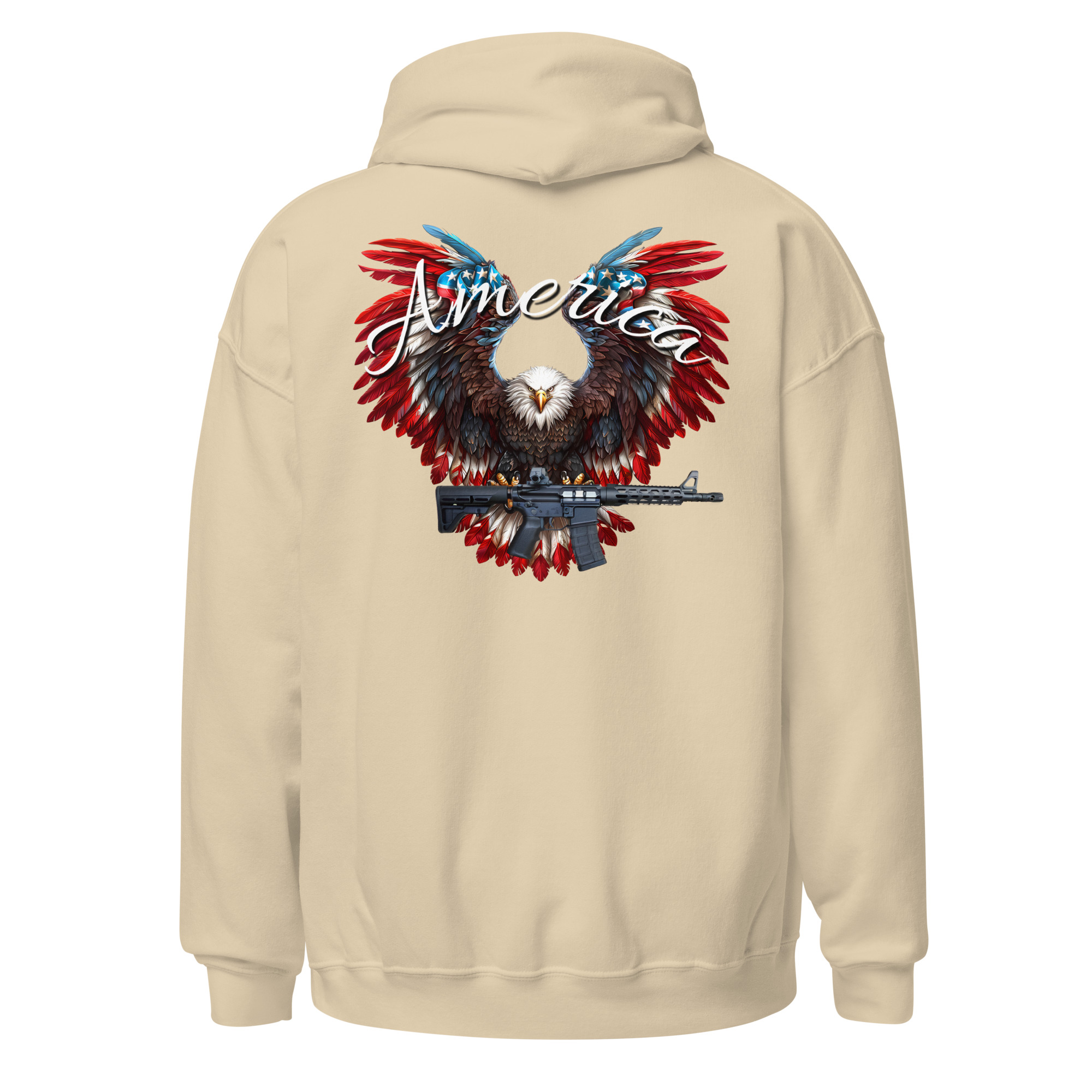  America Eagle With AR - Unisex Hoodie (Back Print)