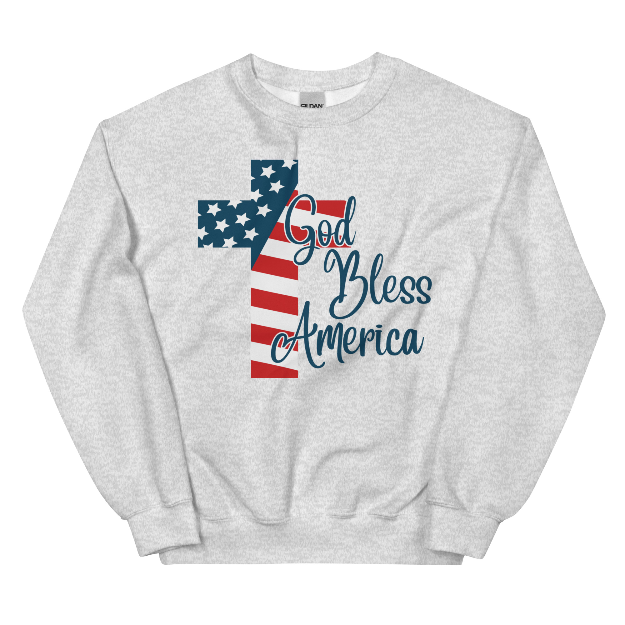 God Bless America Flag Cross - Unisex Sweatshirt
