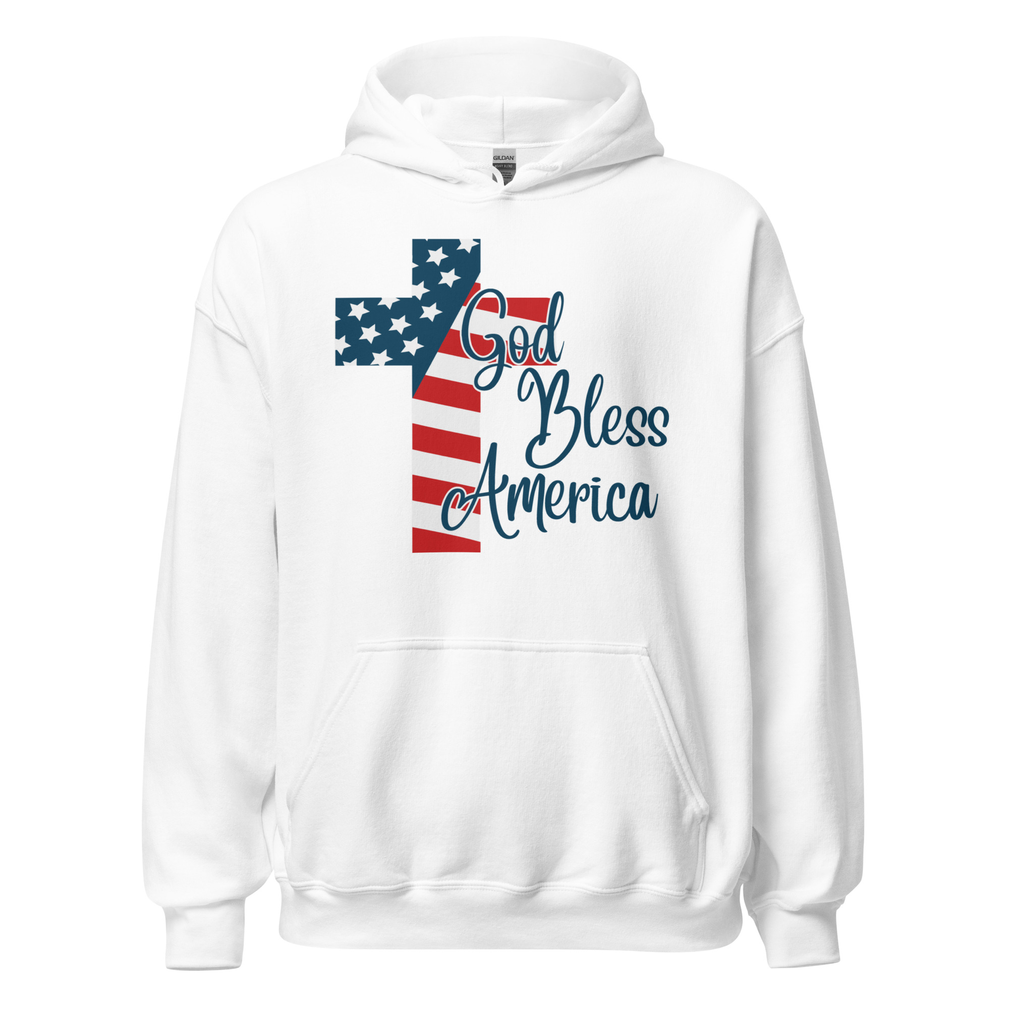 God Bless America Flag Cross - Unisex Hoodie