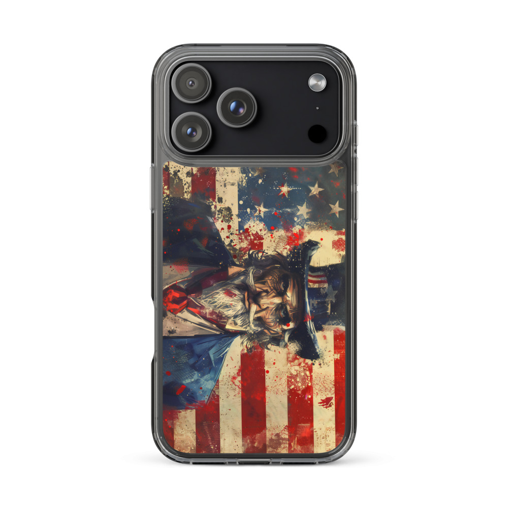 Angry Uncle Sam Flag - Clear Plastic Case for iPhone 15-17