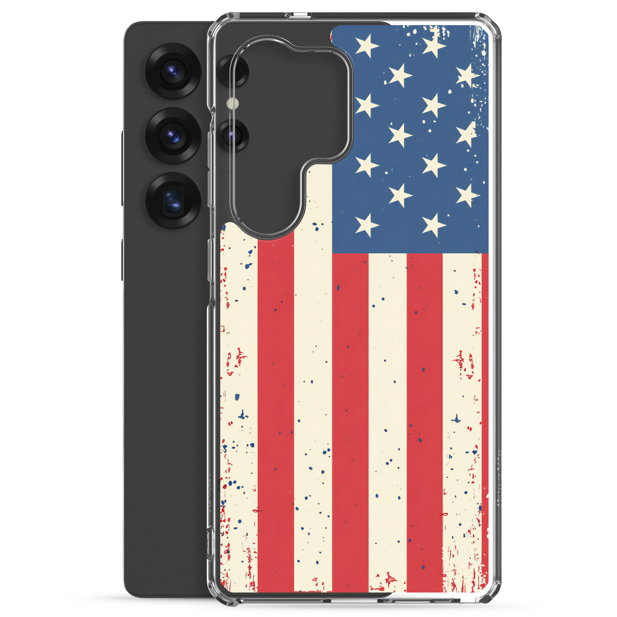 Distressed American Flag - Clear Case for Samsung S24-S26 view 2
