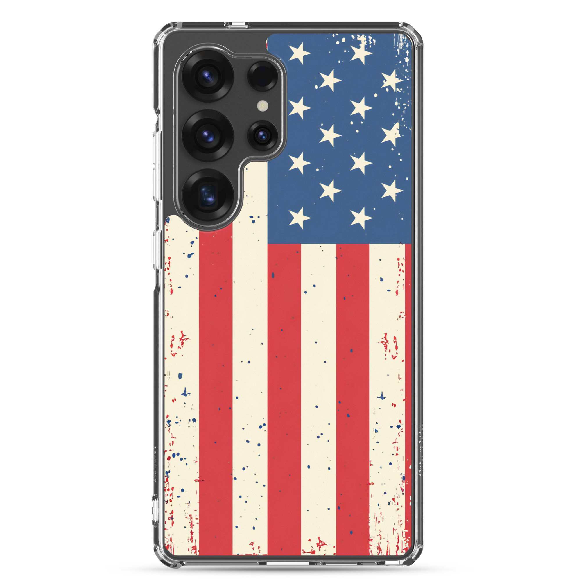 Distressed American Flag - Clear Case for Samsung S24-S26