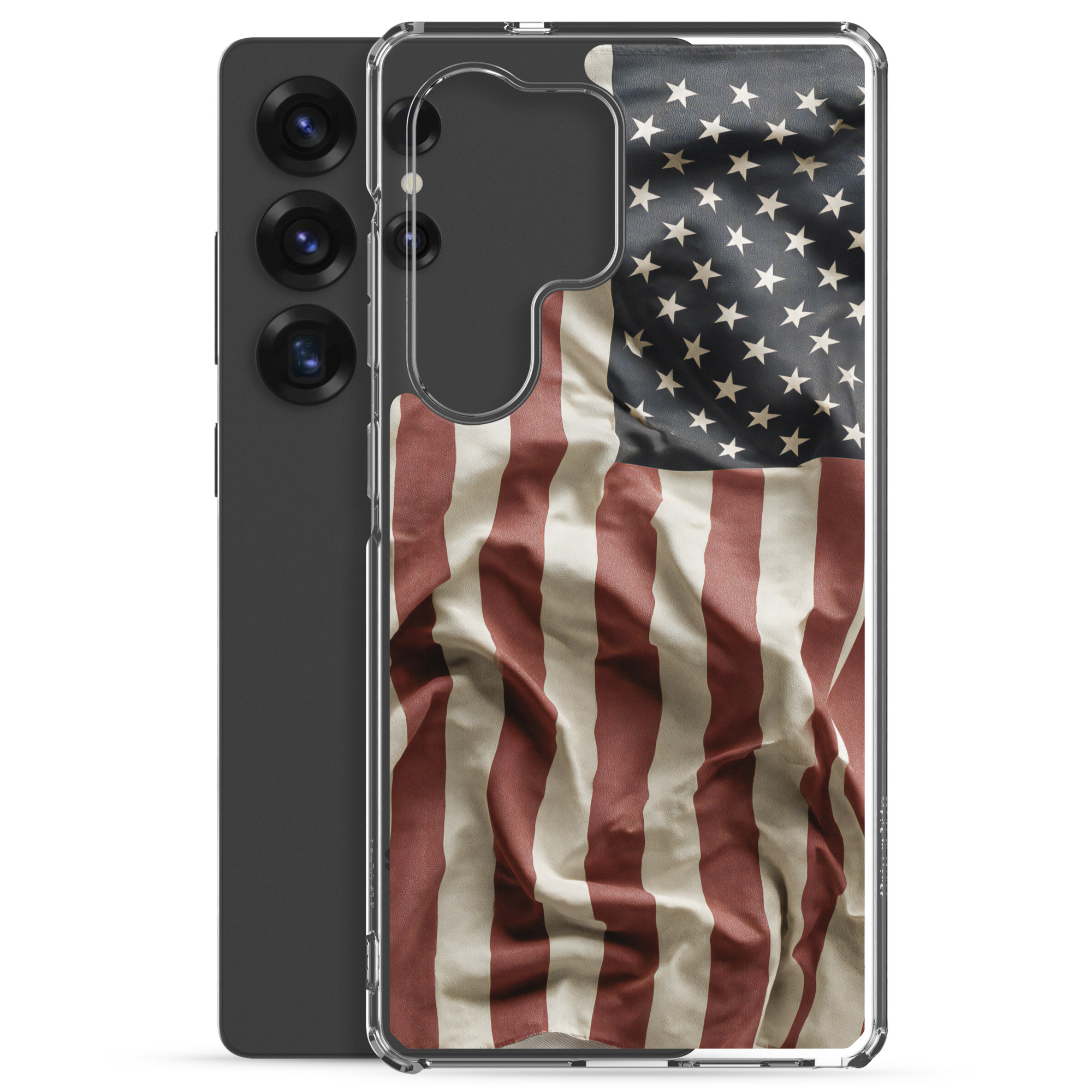 Wavy American Flag - Clear Case for Samsung S24-S26 view 2