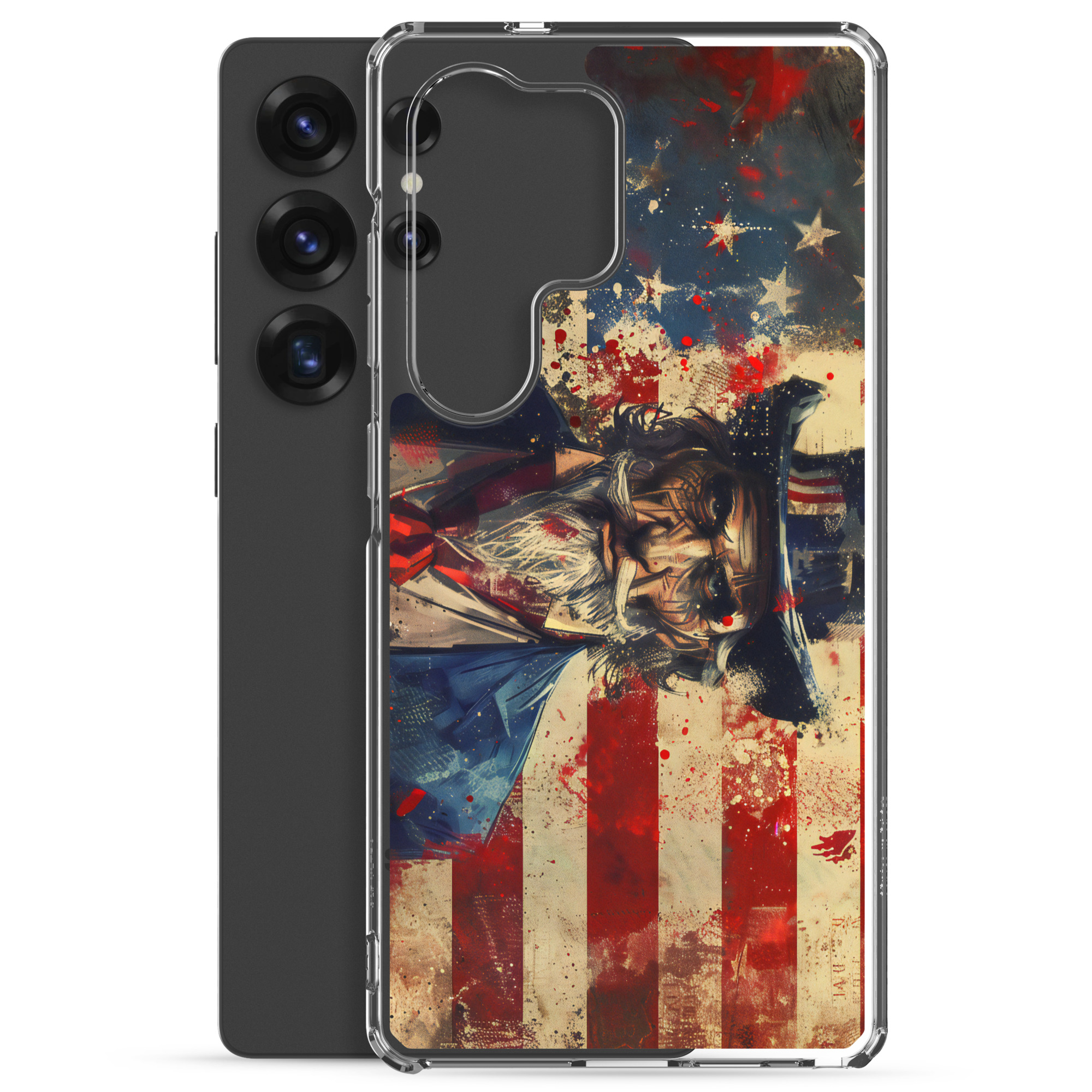 Angry Uncle Sam Flag - Clear Case for Samsung S24-S26 view 2