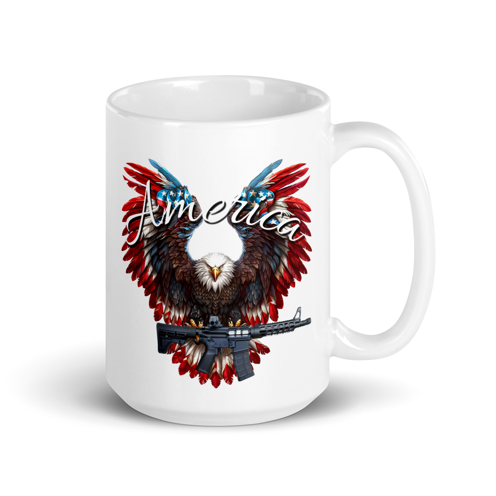 America Eagle with AR - White glossy mug