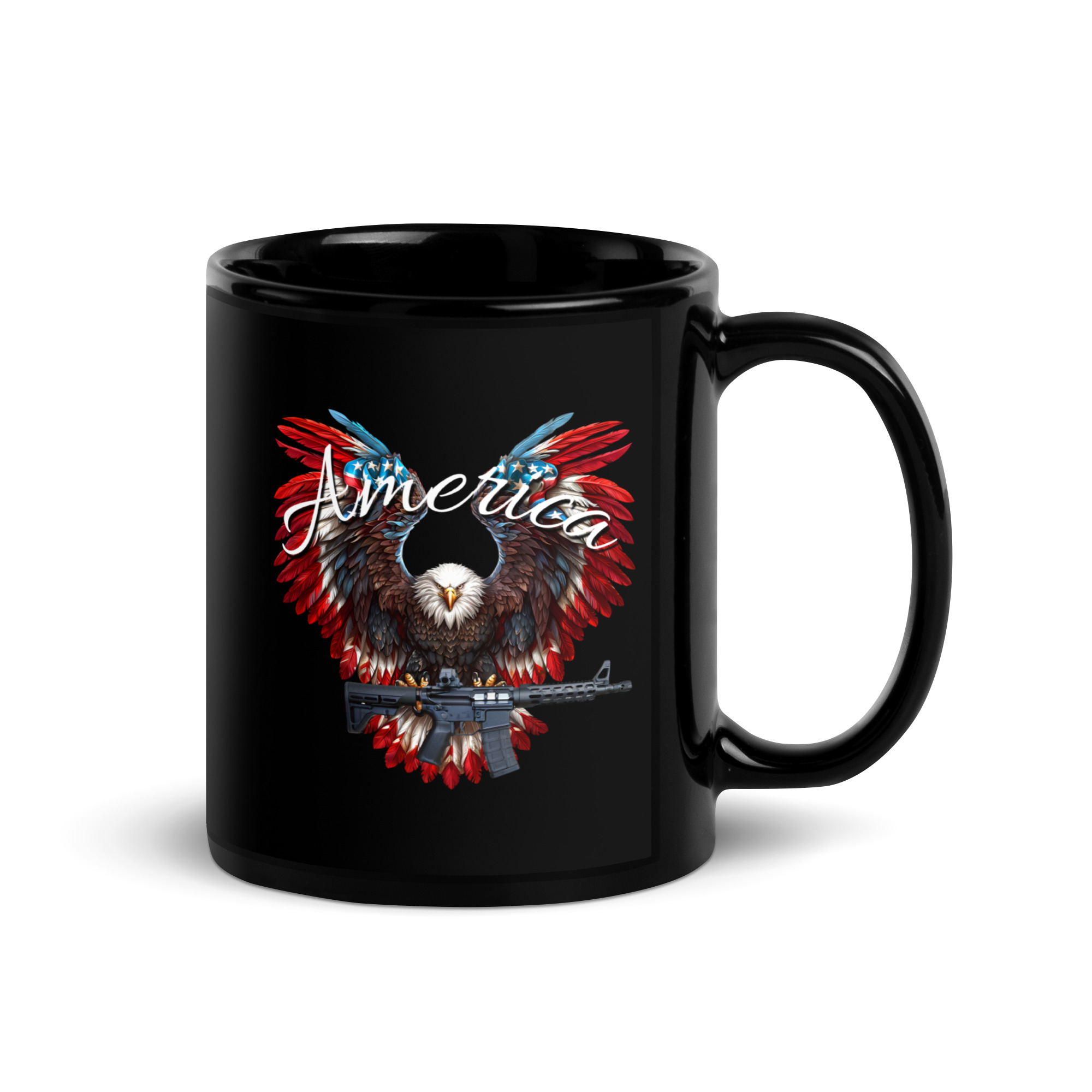 America Eagle with AR - Black Glossy Mug view 2