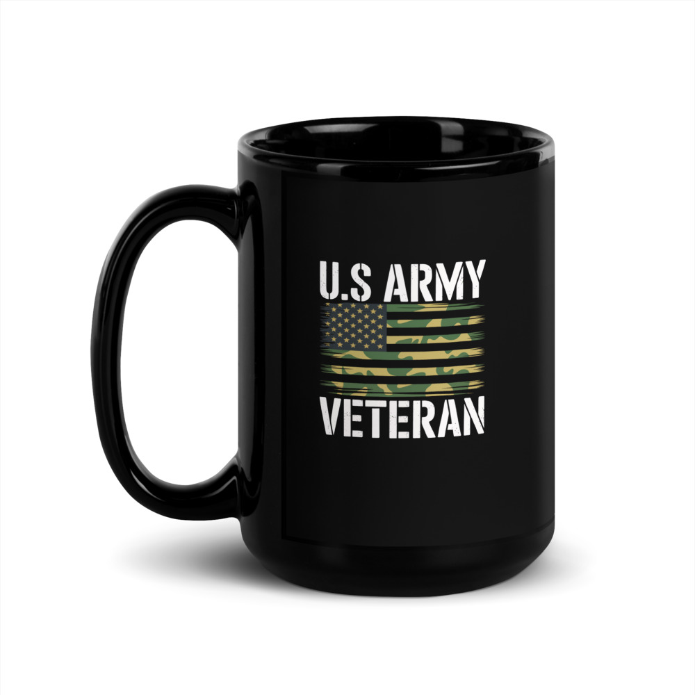 U.S. Army Veteran Camo Flag - Black Glossy Mug