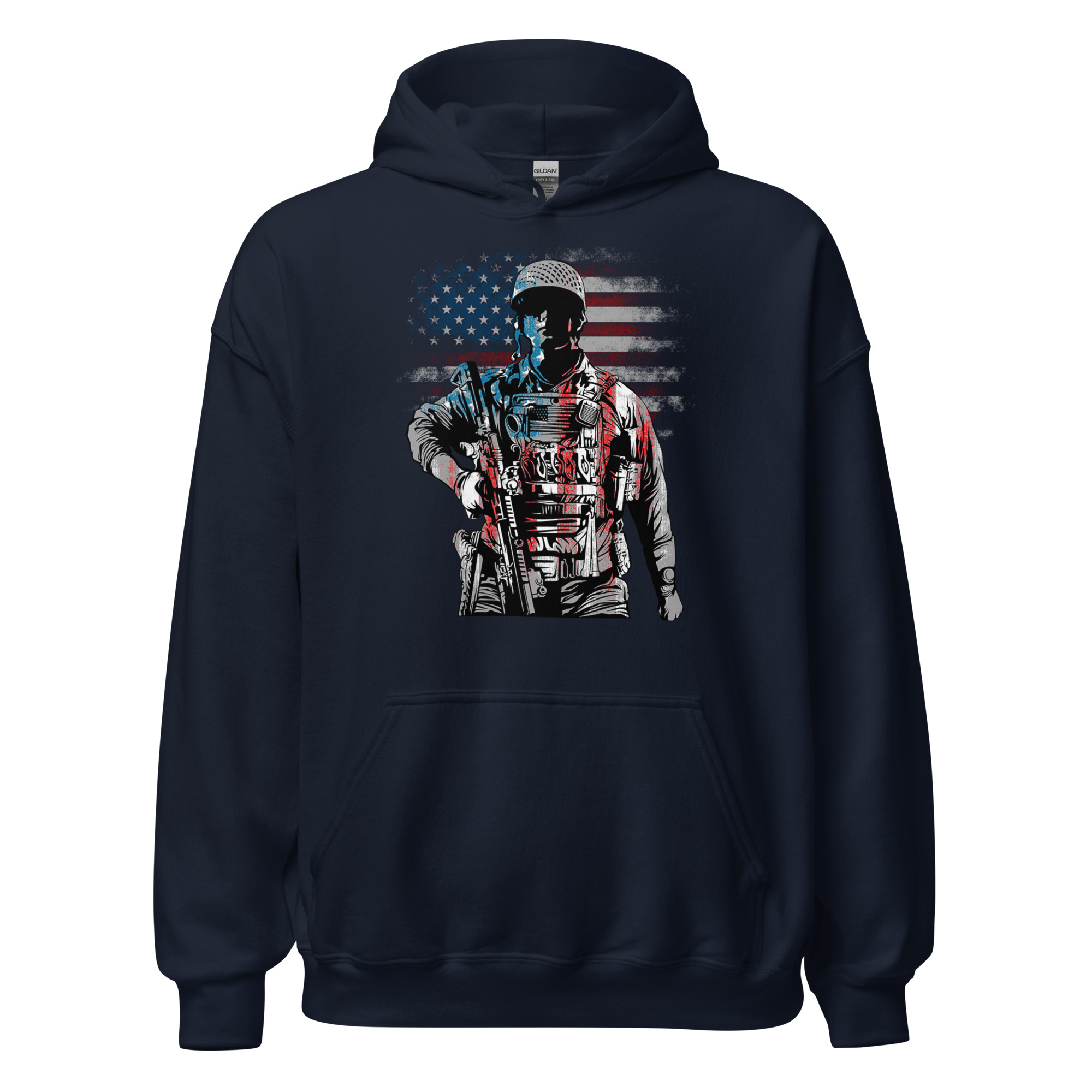 Patriot Veteran Dark Colors - Unisex Hoodie in Navy