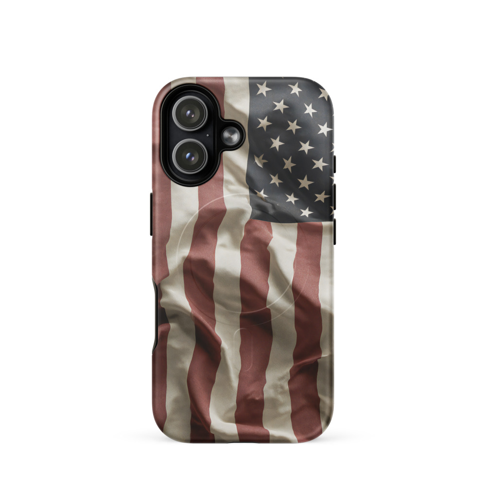 Wavy American Flag - MagSafe tough case for iPhone 15-17 in iPhone 17