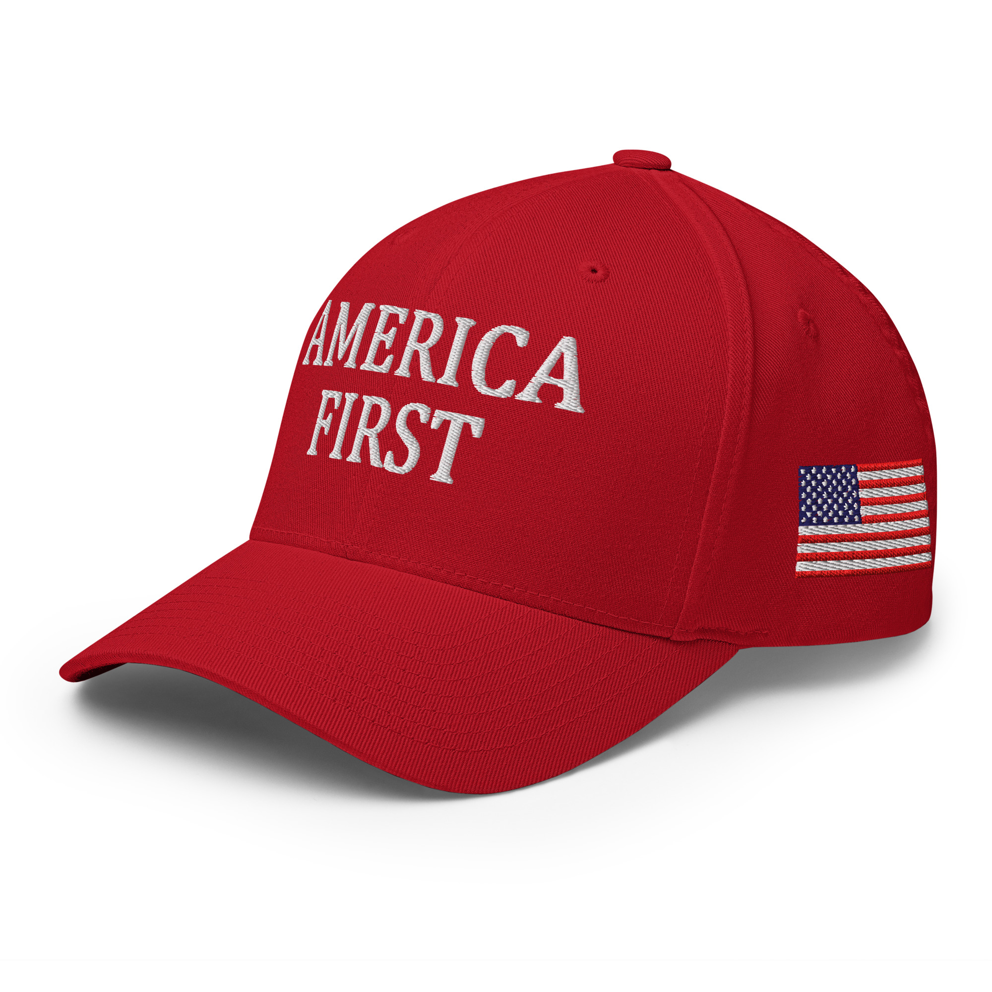 America First 45-47 - Embroidered Closed-Back Hat in Red