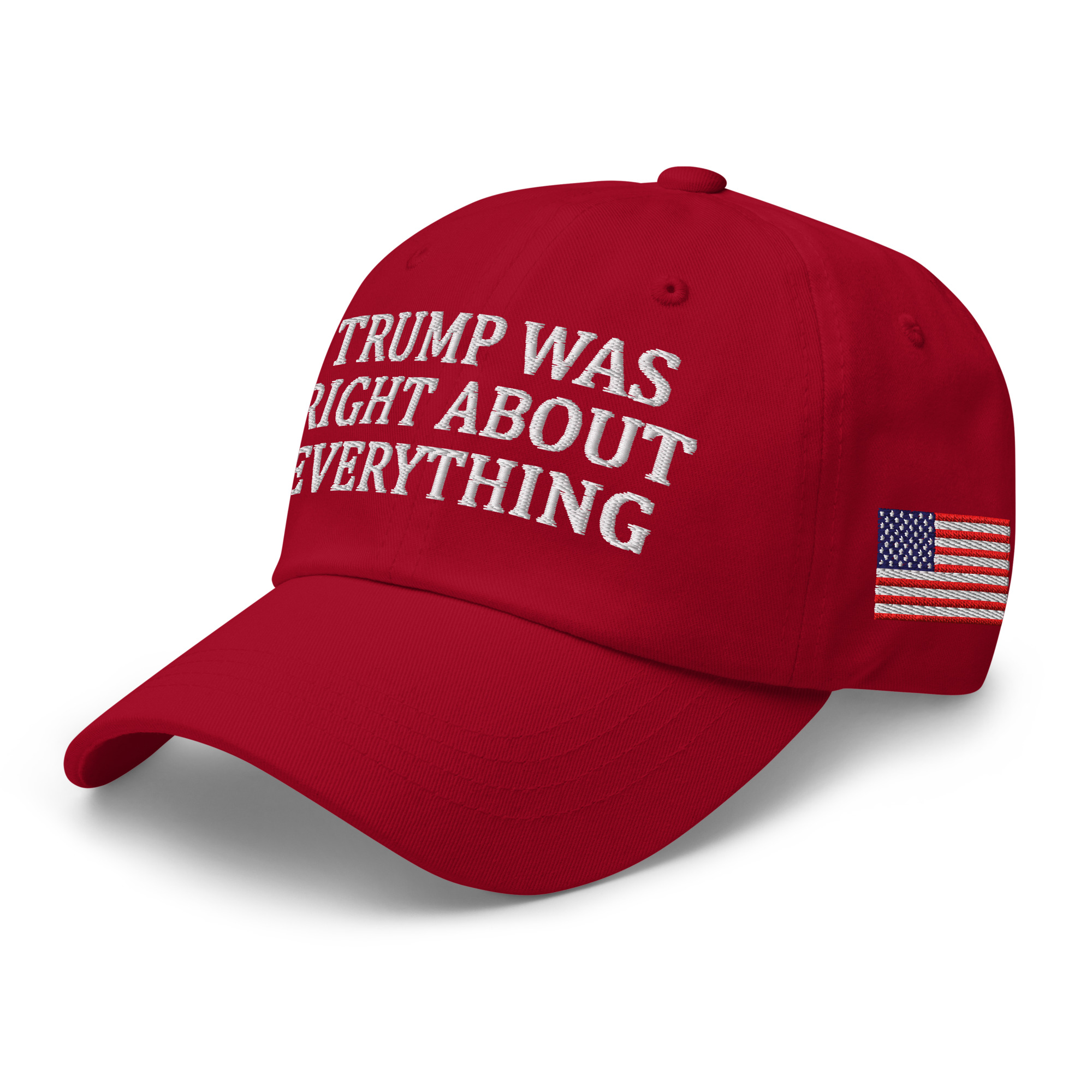 Trump Was Right 45-47 - Embroidered Dad Hat in Cranberry