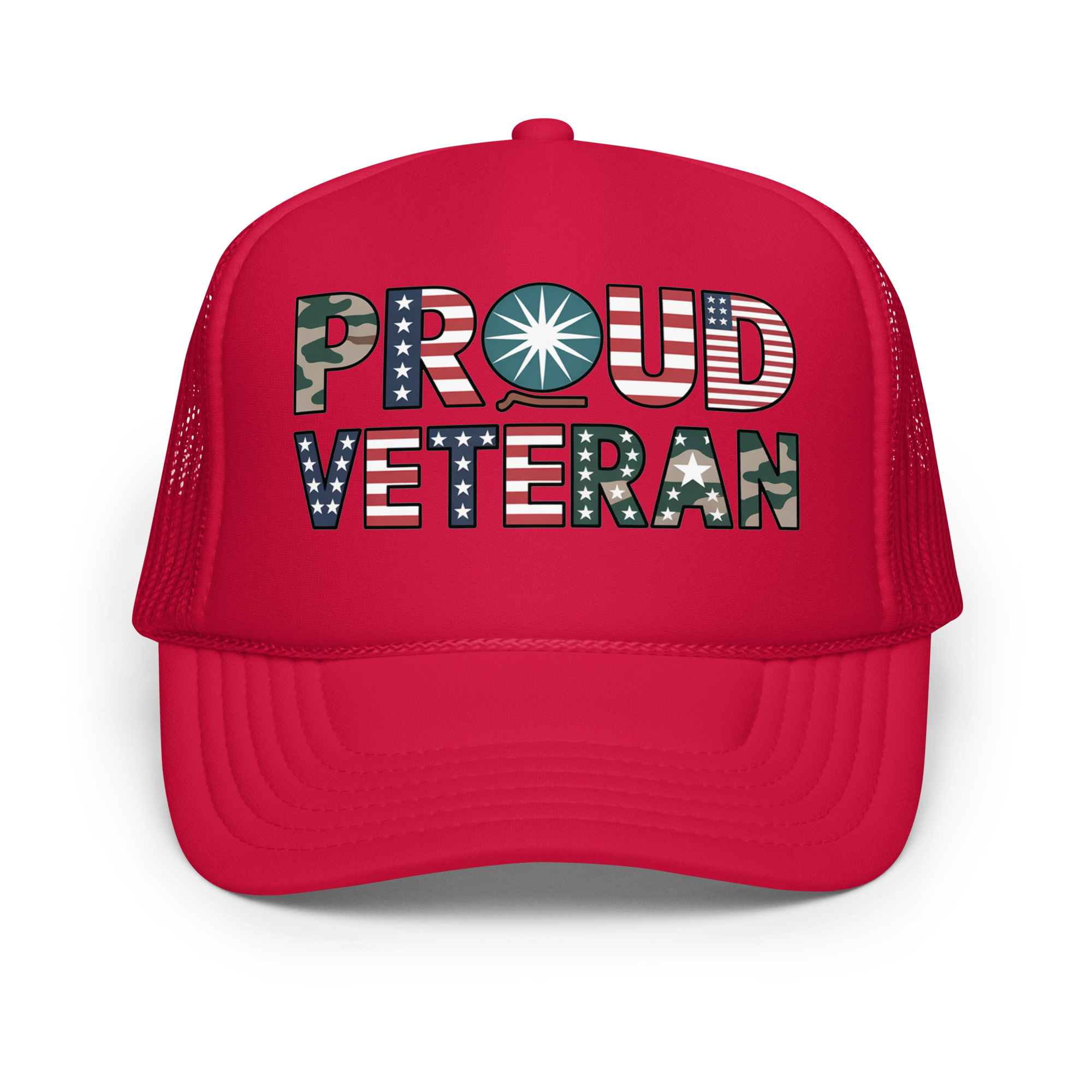 Proud Veteran - Trucker Hat in Red