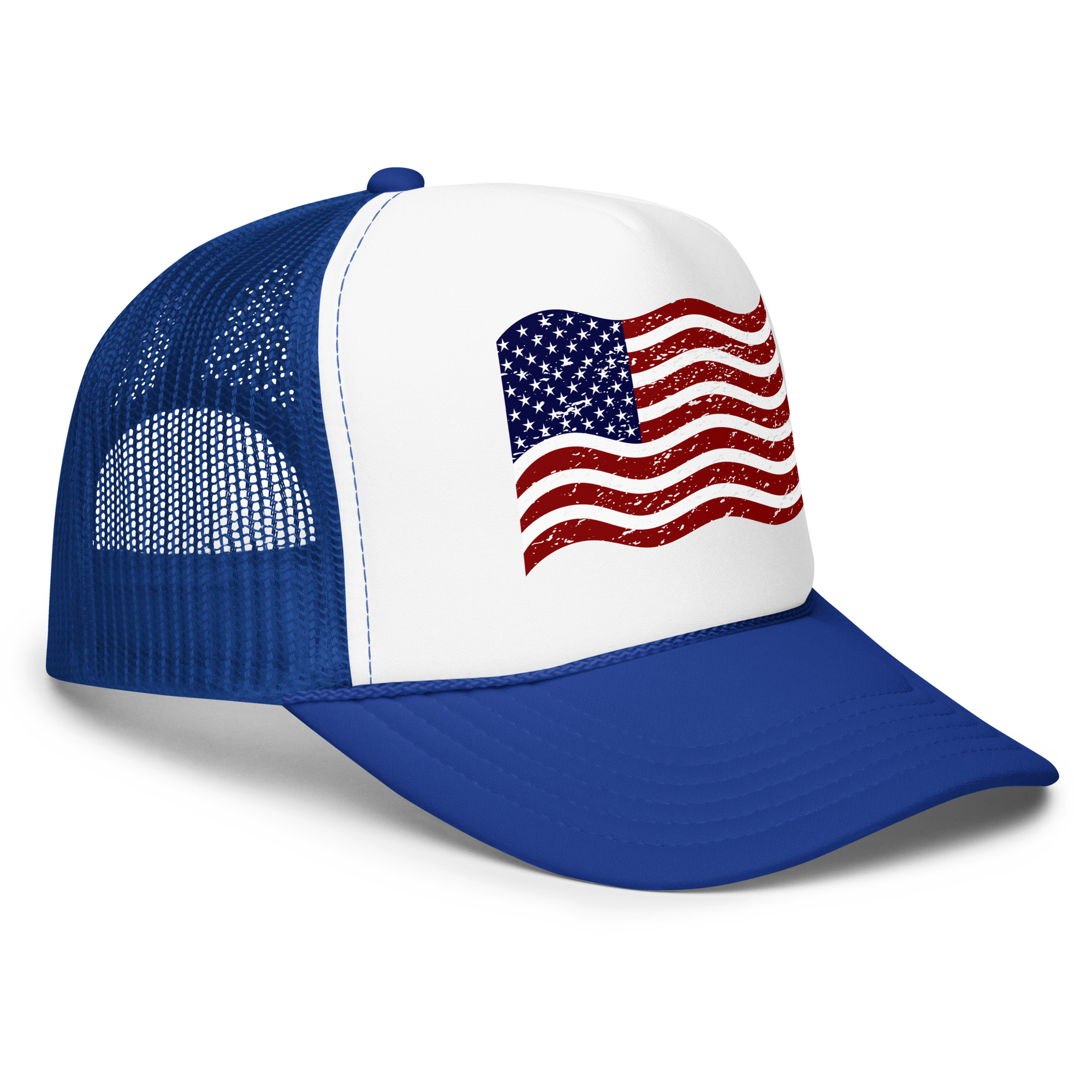 Wavy American Flag - Trucker Hat view 2
