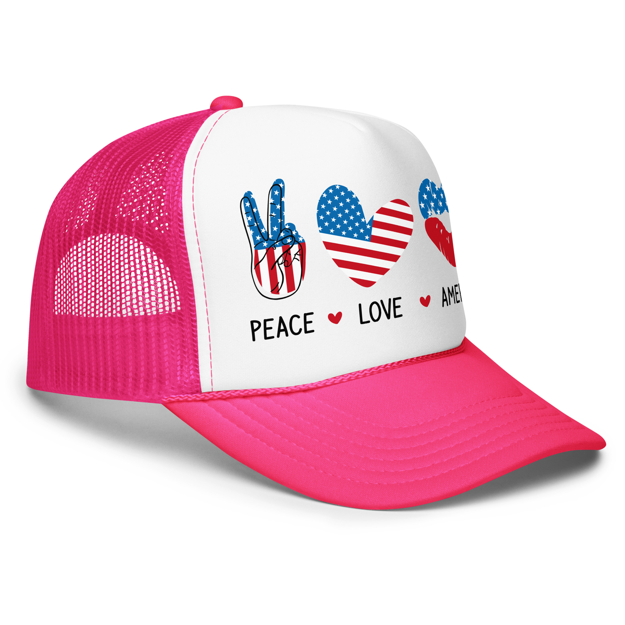Peace Love America - Trucker Hat view 2