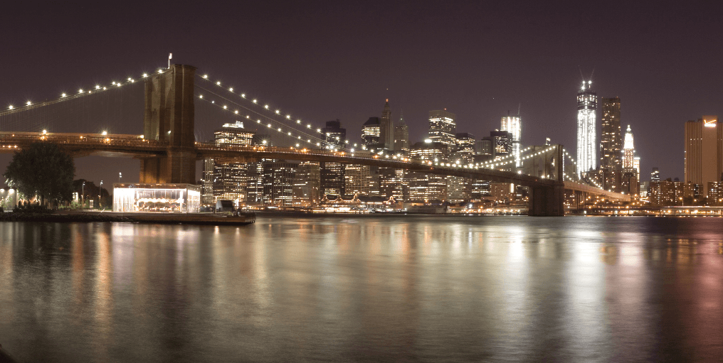 New York City skyline seen at night