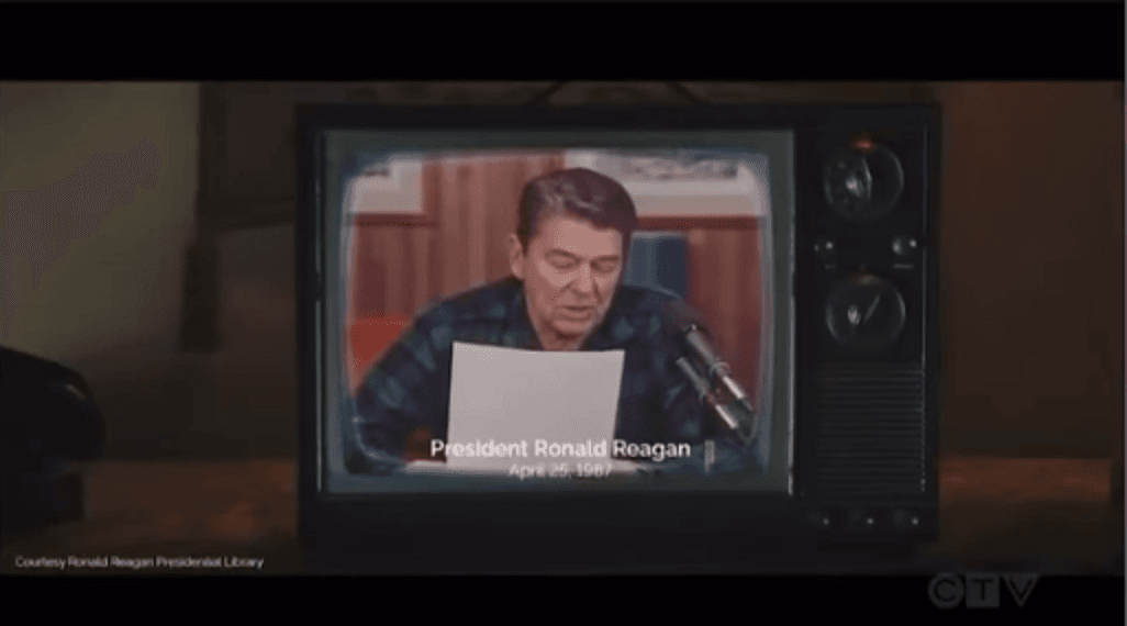 Screenshot of Canada's ad featuring President Reagan