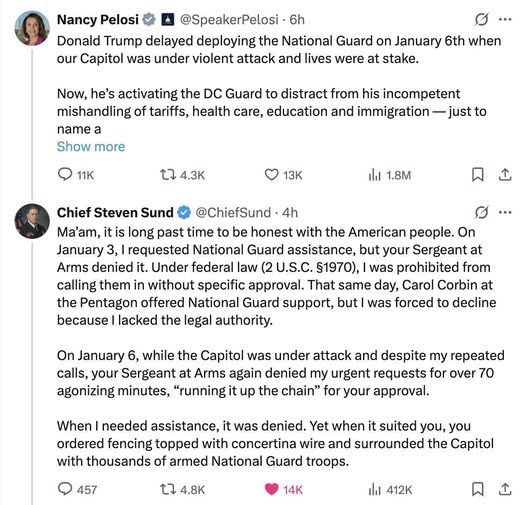 X post of Sund rebuking Pelosi's false narrative