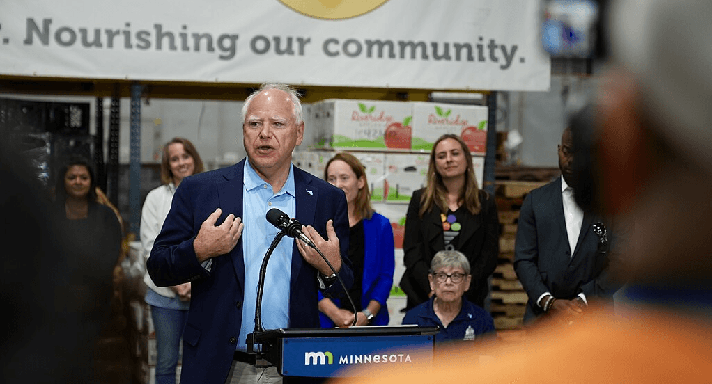 Tim Walz speaks at the Climate Solutions Grant in 2024