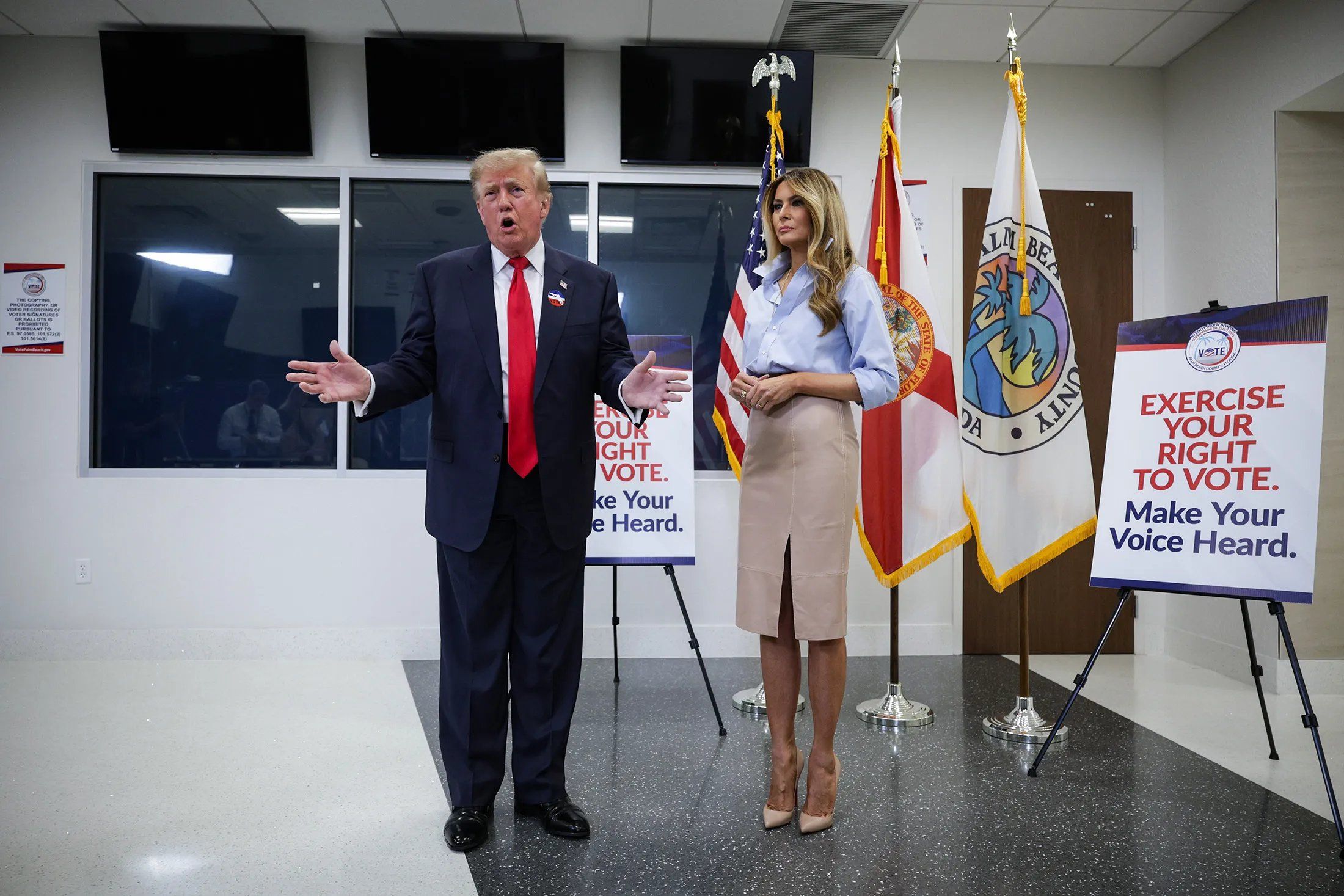 President Trump and Melania voted early in West Palm Beach, FL on October 24, 2026. Image: Screenshot from @ChrisDJackson on X.